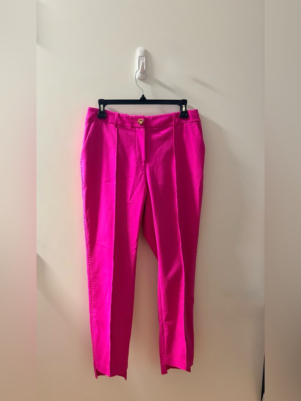 High-Waist Fuchsia Tailored Ankle Pants - Picture 4 of 6